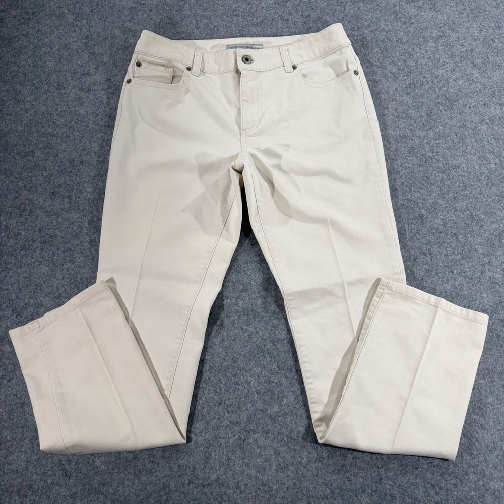 Chicos Platinum Denim Cream Off White Straight Leg Jeans Womens Size 0.5 Regular